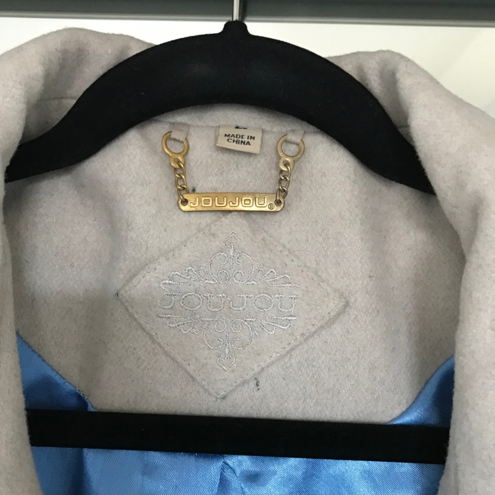 Grey Mid-length Coat with Gold Stud Sleeves - Picture 5 of 8